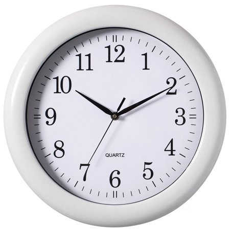 CLOCKSWISE Decorative Classic White Round Wall Clock For Living Room, Kitchen, Dining Room, Plastic QI004510.WT